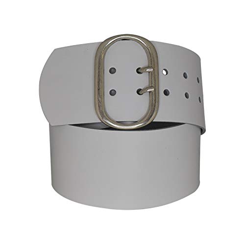 DayneQ 8cm Breit Echt Leder Guertel Altsilber Nickelfree - 27309-80-SIL - Weiss Bundweite 85cm von DayneQ