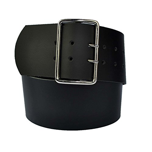 DayneQ 8cm Breit Echt Leder Guertel mit 4 Eckiger Roll Schnalle Schwarz 105cm Bundweit von DayneQ