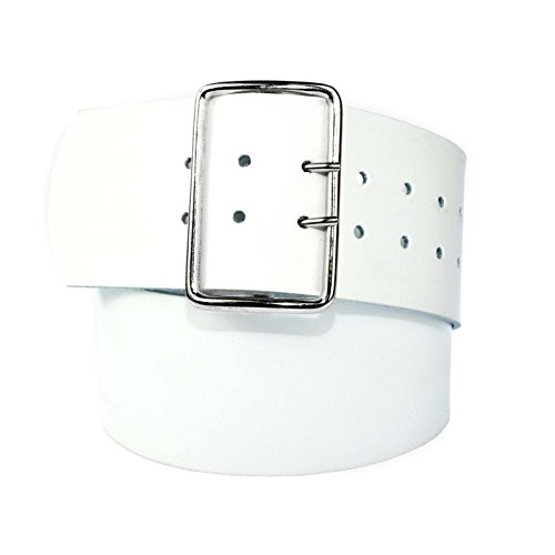 DayneQ 8cm Breit Echt Leder Guertel mit 4 Eckiger Roll Schnalle Weiss 95cm Bundweit von DayneQ