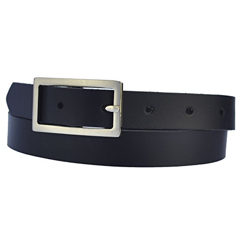 DayneQ Schmal 3cm Breit Echt Leder Guertel mit 4 Eckiger Schnalle Schwarz 75cm Bundweit von DayneQ
