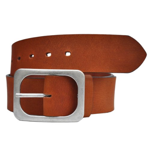 Dayneq 5cm Voll Leder Gürtel Farbe und Länge Wählbar ca. 4mm Dick (110cm, Cognac) von DayneQ