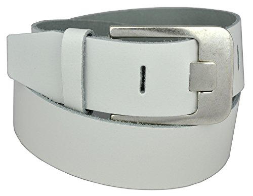 Dayneq 4,5cm Breit Echt leder Guertel Altsilber Nickel Free Schnalle-WEISS-95 Bundweit von Dayneq