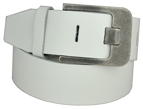 Dayneq 5cm Breit Echt leder Guertel Alteisern Nickel Free Schnalle-WEISS-80 Bundweit von Dayneq