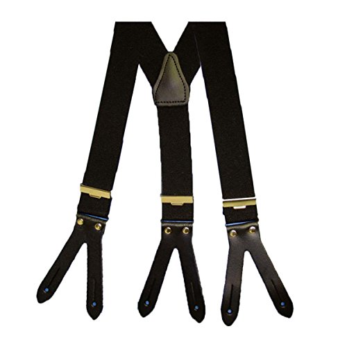 DayneQ 3,5cm Breit Knopfloch Hosenträger Schwarz 120cm Lang von DayneQ