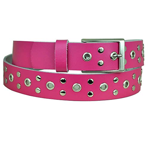 Dayneq 3cm Breit Echt Leder Guertel Nickel Schnalle -Pink-Bundweit 105 von Dayneq