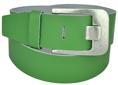 Dayneq 4,5cm Breit Echt leder Guertel Altsilber Nickel Free Schnalle-GRUEN-90 Bundweit von Dayneq