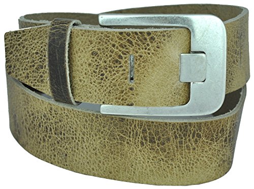 Dayneq 4,5cm Breit Echt leder Guertel Altsilber Nickel Free Schnalle-NATUR-85 Bundweit von Dayneq