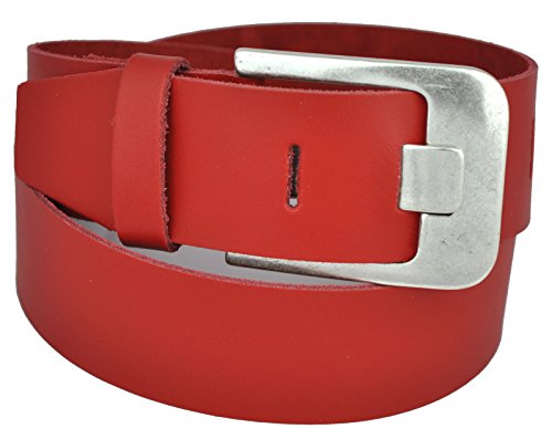 Dayneq 4,5cm Breit Echt leder Guertel Altsilber Nickel Free Schnalle-ROT-105 Bundweit von Dayneq