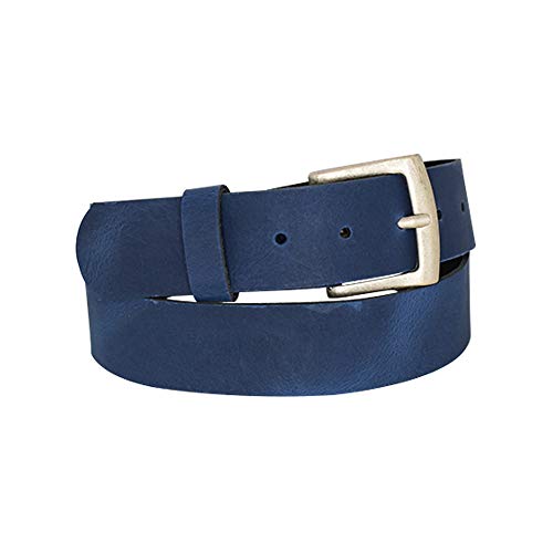 Dayneq 4cm Breit Echt Leder Guertel Altsilber Nickelfree - 11499-40-SIL - Blau Bundweite 105cm von Dayneq