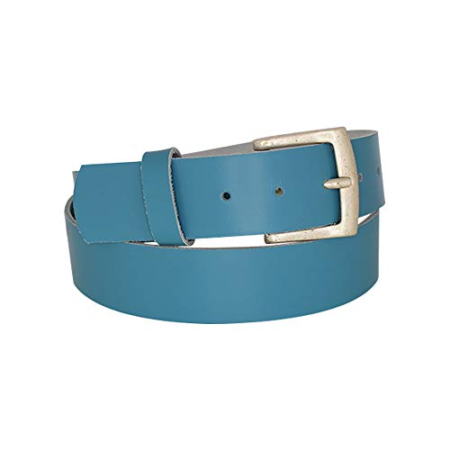 DayneQ 4cm Breit Echt Leder Guertel Altsilber Nickelfree - 11499-40-SIL - Hell-Blau Bundweite 90cm DayneQ 4cm Breit Echt Leder Guertel Altsilber Nickelfree - 11499-40-SIL - Hell-Blau Bundweite 90cm von DayneQ