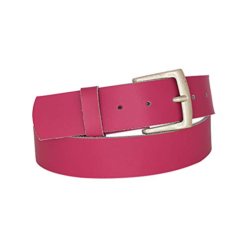 Dayneq 4cm Breit Echt Leder Guertel Altsilber Nickelfree - 11499-40-SIL - Pink Bundweite 110cm von Dayneq