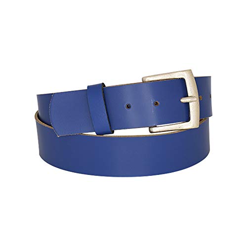 Dayneq 4cm Breit Echt Leder Guertel Altsilber Nickelfree - 11499-40-SIL - Royal-Blau Bundweite 90cm von Dayneq