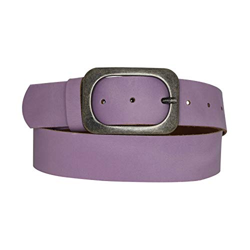 Dayneq 4cm Breit Echt Leder Guertel Altsilber Nickelfree - VZ113-40-MET - Lavender Bundweite 95cm von Dayneq