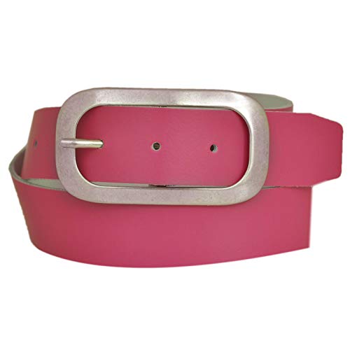 Dayneq 4cm Breit Echt Leder Guertel Altsilber Schnalle -Pink-Bundweit 100 von Dayneq