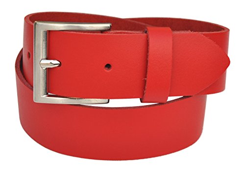 Dayneq 4cm Echt Leder Guertel Schnalle 23294-40 -Rot-105cm-Bundweit von Dayneq