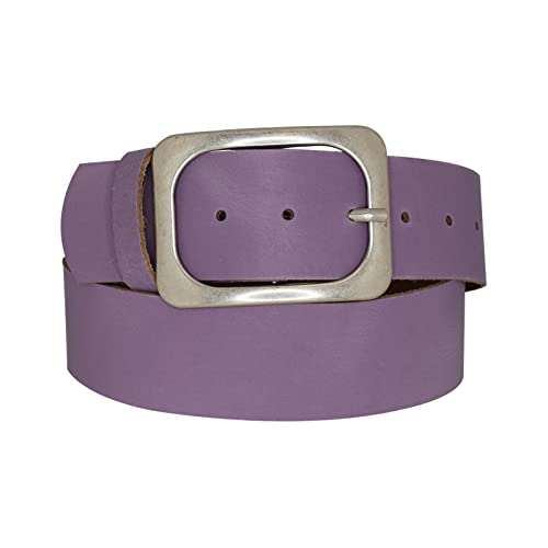 Dayneq 5cm Breit Echt Leder Guertel Altsilber Nickelfree - VZ113-50-SIL - Lavender Bundweite 90cm von Dayneq