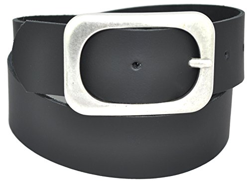 DayneQ 5cm Breit Leder Guertel Altsilber Nickel Free Schnalle-Schwarz-140cm Bundweite von DayneQ