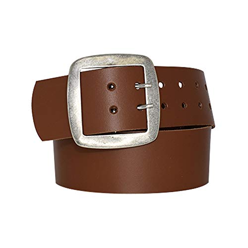 DayneQ 6cm Breit Echt Leder Guertel Altsilber Nickelfree - 1421-60-SIL - Hell-Braun Bundweite 75cm von DayneQ