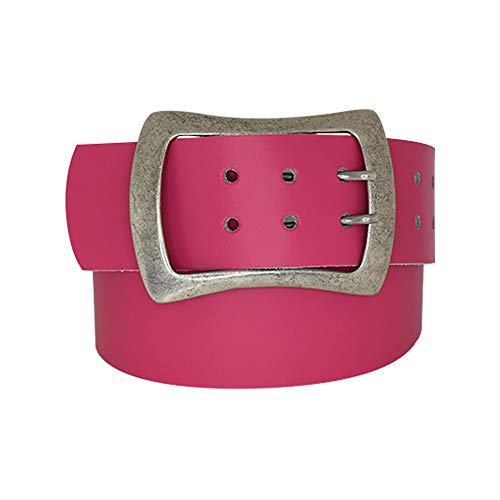 Dayneq 6cm Breit Echt Leder Guertel Altsilber Nickelfree - 1521-60-SIL - Pink Bundweite 100cm von Dayneq