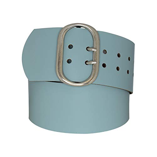 Dayneq 7cm Breit Echt Leder Guertel Altsilber Nickelfree - 27309-70 - Aqua Bundweite 90cm von Dayneq