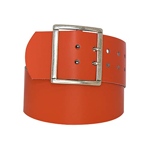 Dayneq 7cm Breit Echt Leder Guertel Altsilber Nickelfrei - 1396-70-SIL - Orange Bundweite 95cm von Dayneq