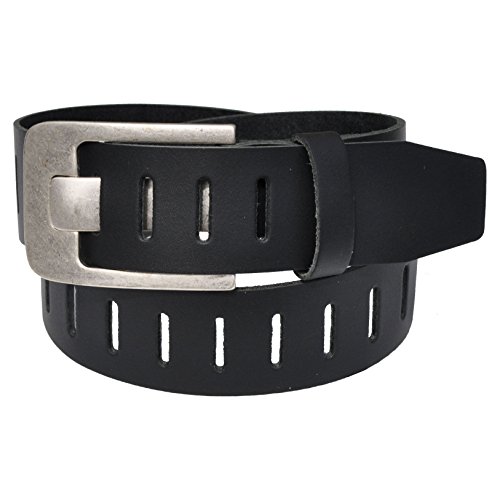 Dayneq Echt Leder 4,5cm Breit Loch Guertel Farbe & Länge Wählbar SCHWARZ Bundweite 95cm von DayneQ