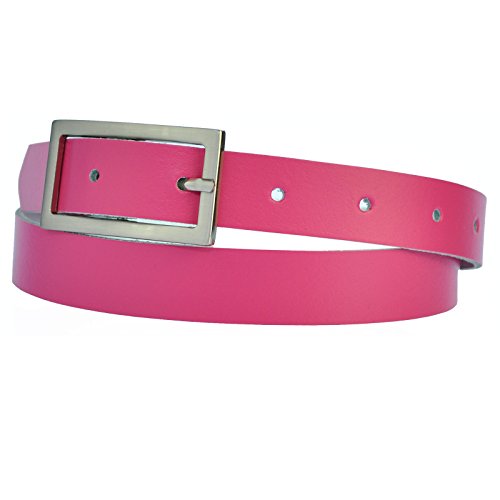 Dayneq Schmal 2,5cm Breit Echt Leder Guertel mit 4 Eckiger Schnalle Pink 85cm Bundweit von Dayneq