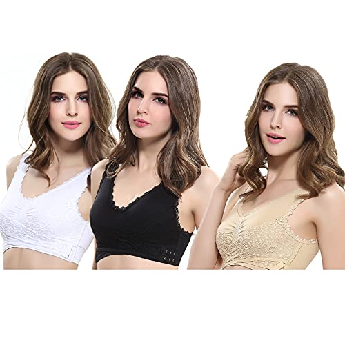 Daysskk 3 Pack Damen Sport BH Front Closure Büstenhalter Sport Ohne Bügel Sport BH Spitzen für Fitness Training Joggen Yoga L Daysskk 3 Pack Damen Sport BH Front Closure Büstenhalter Sport Ohne Bügel Sport BH Spitzen für Fitness Training Joggen Yoga L von Daysskk