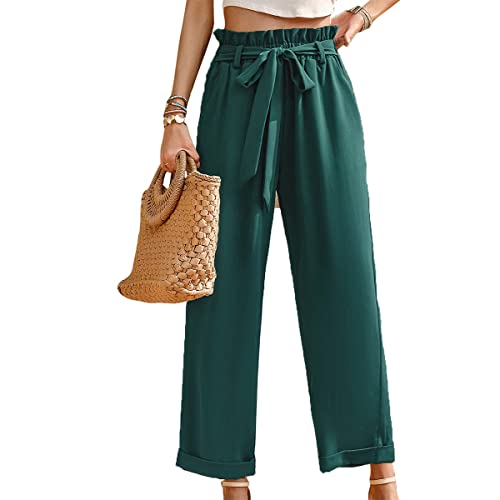 Daysskk Anzughose Damen Grün Palazzo Hose Damen Elegant Stoffhose Damen Weites Bein Business Hose Damen High Waist Sommer S von Daysskk