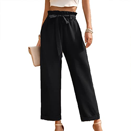 Daysskk Anzughose Damen High Waist Stoffhose Schwarz Damen Weite Hose Damen Elegant Hosenanzug Damen Busines Palazzo Hose Damen Elegant M von Daysskk