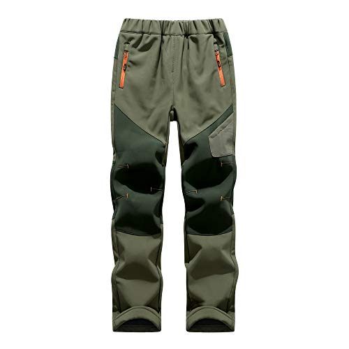 Daysskk Arbeitshose Kinder Jungen Softshellhose Winter Wanderhose Jungen Schnelltrocknend Trekkinghose Gefütterte Warm Wanderhose Kinder Jungen Wasserdicht Grün 116 von Daysskk