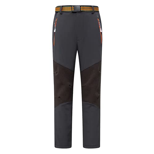 Daysskk Arbeitshose Kinder Winter Jungen Softshellhose Wanderhose Jungen Schnelltrocknend Trekkinghose Warm Gefüttert Outdoorhose Jungen Wasserdicht Funktionshose Grau 110 von Daysskk