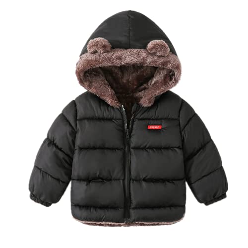 Daysskk Baby Mantel Jungen Winterjacke Mit Kapuze Baby Steppjacke Mit Fleece Jungen Mädchen Winterkleidung Baby Jungen Schwarz 90 von Daysskk