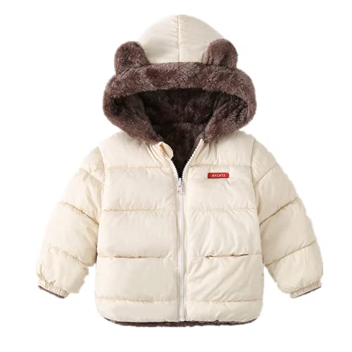 Daysskk Baby Mantel Madchen Winterjacke Mit Kapuze Baby Steppjacke Mit Fleece Jungen Mädchen Winterkleidung Baby Mädchen Beige 90 von Daysskk