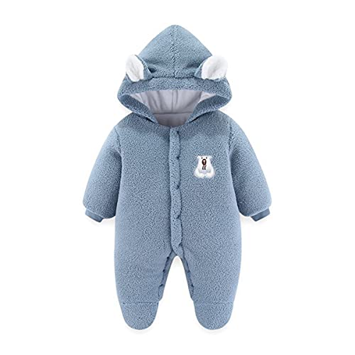 Daysskk Baby Overall Winter 0-3 monate Baby Schneeanzug Jungen Fleece Overall mit Kapuze Baby Strampler Spielanzug Footed Jumpsuit Winterbekleidung Baby Blau von Daysskk