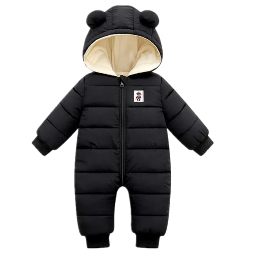 Daysskk Baby Overall Winter 0-3 monate Schneeanzug Baby Jungen Mädchen Strampler Winter Fleece Gefüttert Warm Baby Winterkleidung 66 Schwarz von Daysskk