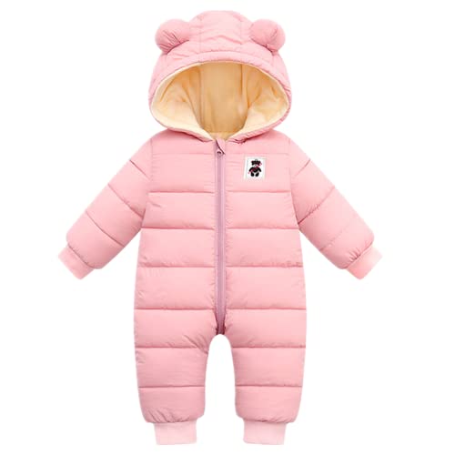 Daysskk Baby Overall Winter 6-9 monate Schneeanzug Baby Jungen Mädchen Strampler Winter Fleece Gefüttert Warm Baby Winterkleidung 80 Rosa von Daysskk