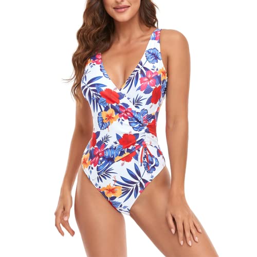 Daysskk Badeanzug Damen Bauchweg Blumen Bademode Push Up Badebekleidung Swimsuit Women Urlaub Outfit L von Daysskk