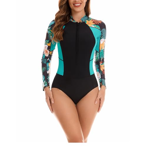 Daysskk Badeanzug Damen Einteiler Swimming Suits Women Long Sleeve Schwimmanzug Damen Schwarz Badeanzug Damen Bauchweg Langarm Badeanzug Damen Push Up Sexy M von Daysskk