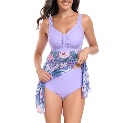 Daysskk Badekleid Damen Bauchweg Badeanzug Zweiteilig Damen Tankini Damen Set mit Shorts Badebekleidung Damen Tankini Bauchweg Bademode Damen Push Up XL von Daysskk