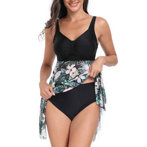 Daysskk Badekleid Damen Bauchweg Badeanzug Zweiteilig Damen Tankini Damen Set mit Shorts Badebekleidung Damen Tankini Bauchweg Bademode Damen Push Up XL von Daysskk