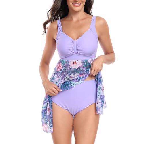 Daysskk Bademode Damen Push Up Badekleid Damen Bauchweg Badeanzug Zweiteilig Damen Tankini Damen Bauchweg mit Shorts Badebekleidung Damen Tankini XXL von Daysskk