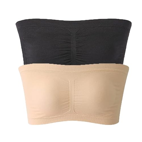 Daysskk Bandeau Top Damen Sommer Bandeau BH Trägerlos Tube Top Damen Bustier Trägerlos Damen 2 Stück L von Daysskk