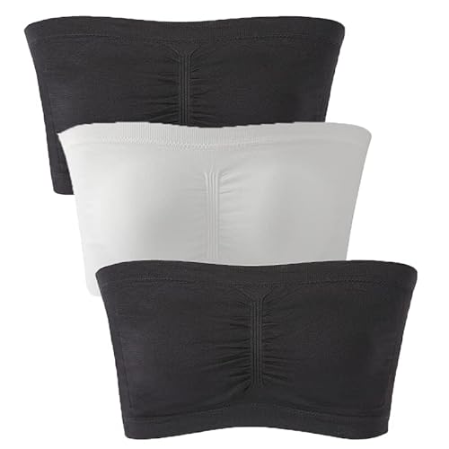 Daysskk Bandeau Top Damen Sommer Bandeau BH Trägerlos Tube Top Damen Bustier Trägerlos Damen 3 Stück XXL von Daysskk