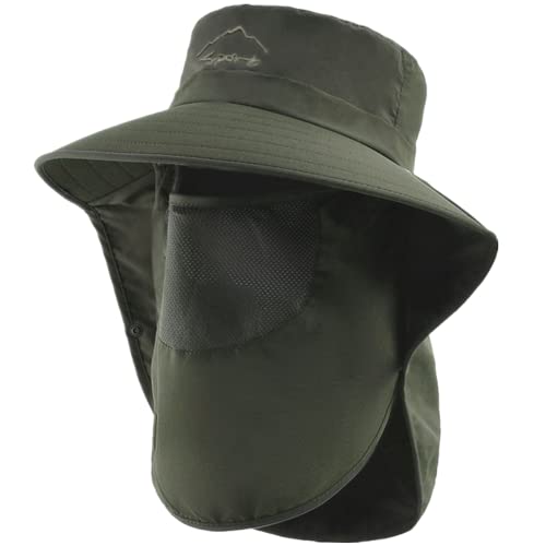 Daysskk Fischerhut Herren Grün Sonnenschutz Hut Herren mit Nackenschutz Sonnenhut Sommerhut Herren Wanderhut Outdoor Anglerhut Safari Hut Herren Bucket Hat Atmungsaktiv von Daysskk