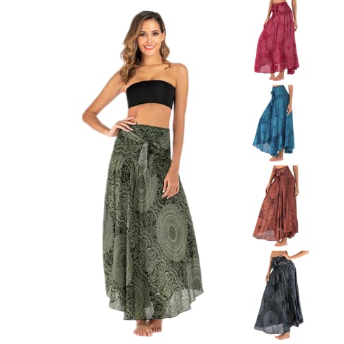 Daysskk Hippie Rock Damen Lang Strandrock Damen Boho Langer Rock Damen Sommer Maxirock Damen Boho Luftiger Rock Damen Lang Blumen Muster von Daysskk