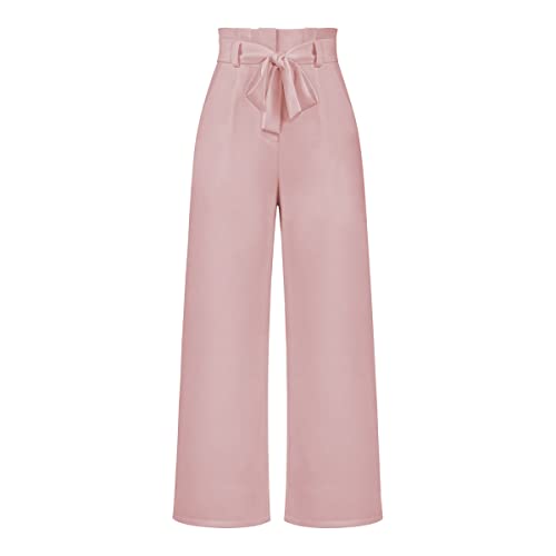 Daysskk Hose Weites Bein Damen Elegant Anzughose Damen Rosa High Waist Stoffhose Damen Elegant Palazzo Hose Damen Business Formal XL von Daysskk