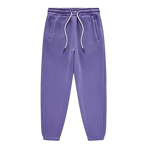 Daysskk Jogginghose Jungen Lila Trainingshose Gefütterte Jungen mit Taschen Sporthose Freizeithose Kinder Jungen Winterhose Jungen 110 von Daysskk