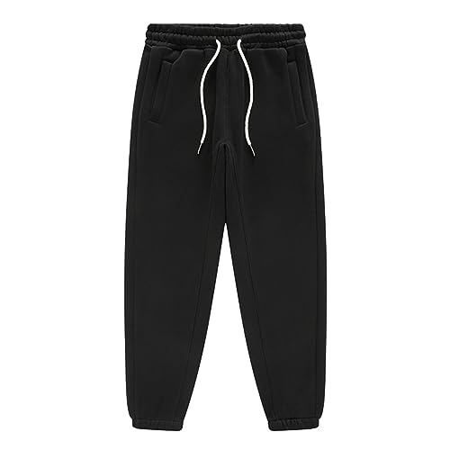 Daysskk Jogginghose Jungen Schwarz Trainingshose Gefütterte Jungen mit Taschen Sporthose Freizeithose Kinder Jungen Winterhose Jungen 120 von Daysskk