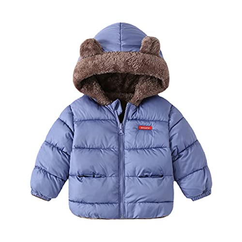 Daysskk Kinder Mantel Jungen Winterjacke Mit Kapuze Kinder Wintermantel Steppjacke Mit Fleece Jungen Winterkleidung Kinder Mädchen Blau 100 von Daysskk